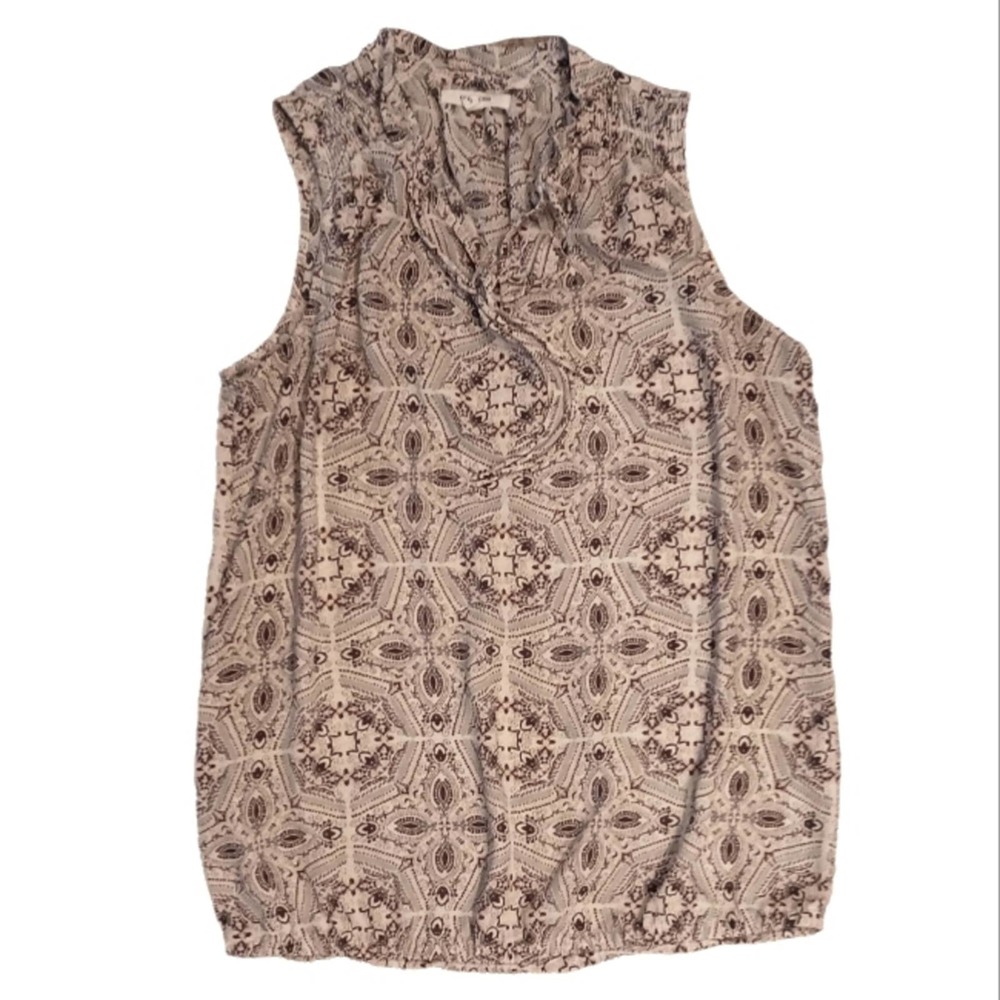 Maurices geometric print top sz S sleeveless tie front neckline